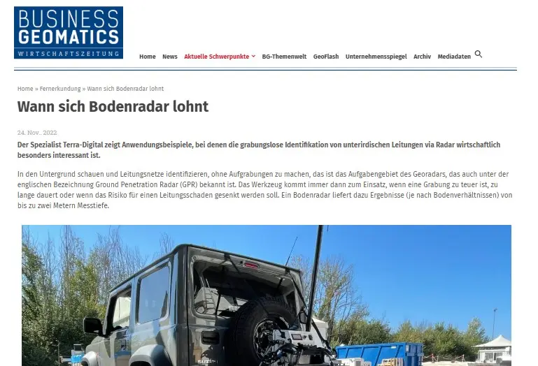 Business Geomatics Artikel über Bodenradar