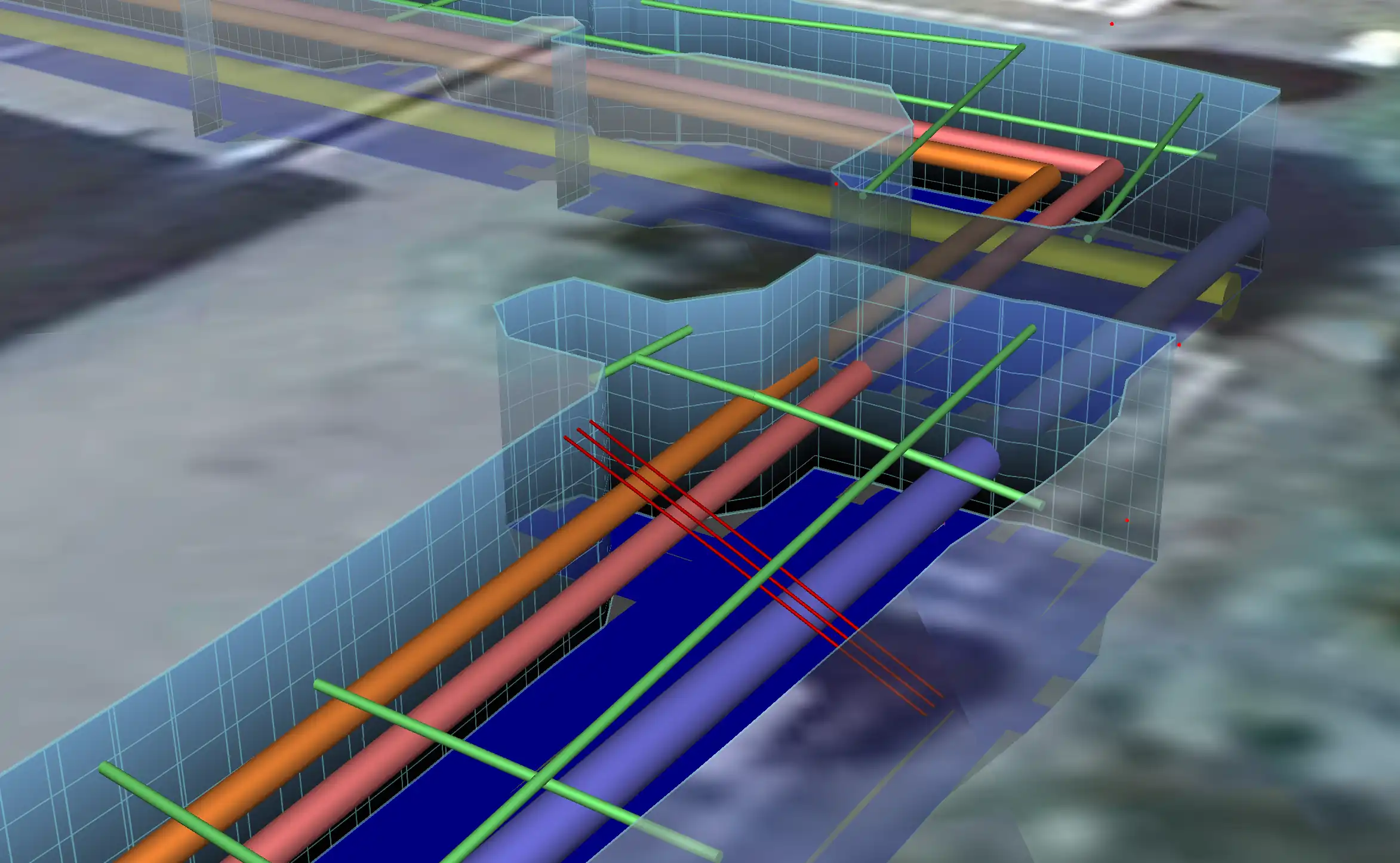 3D visualization of underground utilities detected using GPR technique and processed through IQMaps